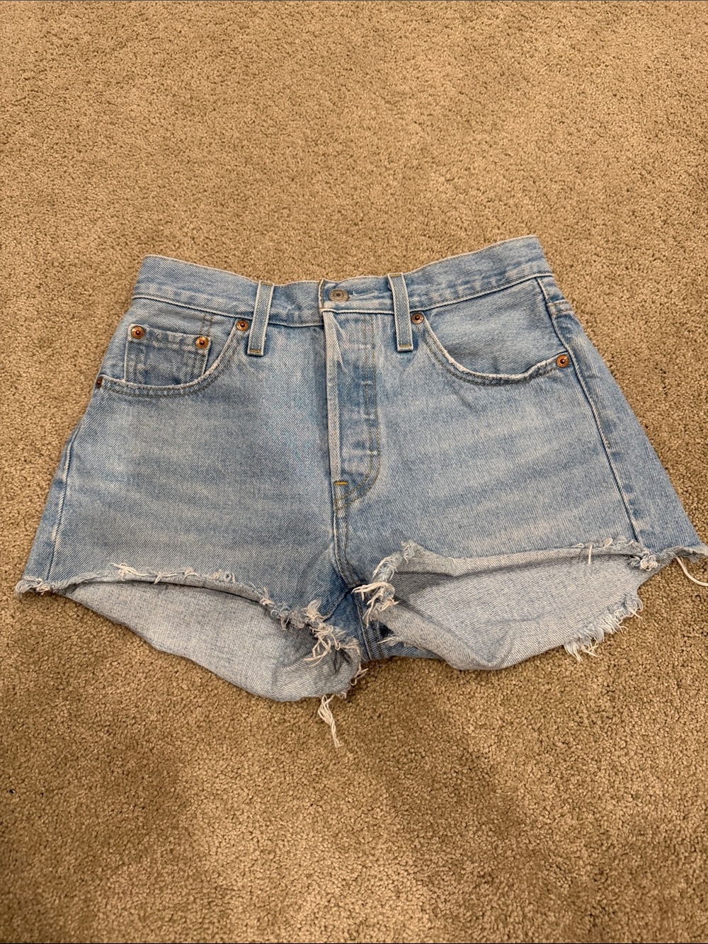 Levi's Light Blue Distressed Denim Cutoff Shorts